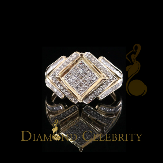 DiamondCelebritees Real 0.66ct Diamond 925 Sterling Silver Yellow Square Womens Engagement Ring SZ7