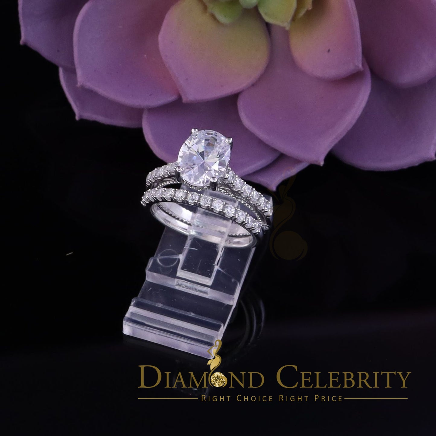 DiamondCelebritees White 5.50ct Cubic Zirconia 925 Sterling Silver Bridal Style Women's Ring SZ 7