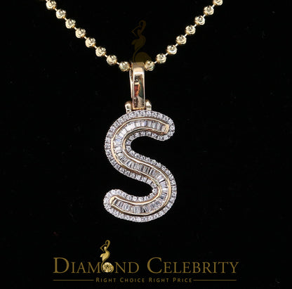 DiamondCelebritees Yellow Bugutte Initial All Alphabet Sterling Silver Pendant with Cubic Zirconia