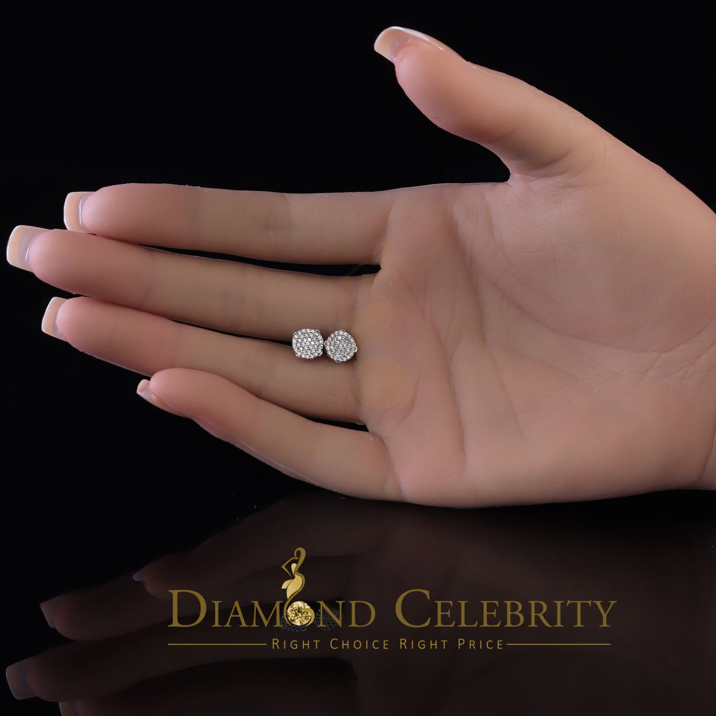 DiamondCelebritees  Aretes Para Hombre 925 White Silver 0.74ct Cubic Zirconia Round Women's Earrings