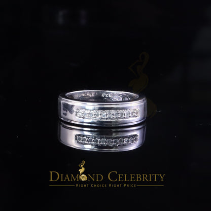 DiamondCelebritees 0.05ct In 925 Silver Round Cut White Diamond Men's Wedding Enternity Ring Size11