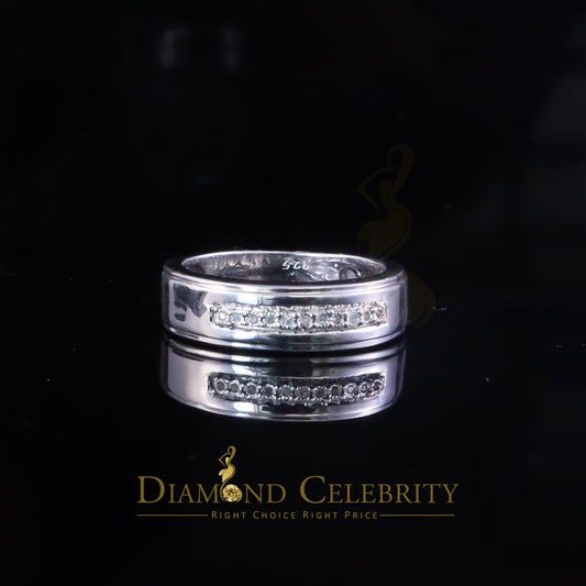 DiamondCelebritees 0.05ct In 925 Silver Round Cut White Diamond Men's Wedding Enternity Ring Size11