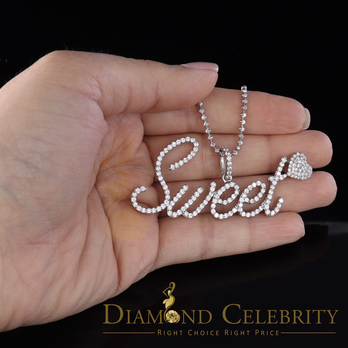 DiamondCelebritees White 925 Fancy Sterling Silver Sweet Tiny Heart Pendant 4.26ct Cubic Zirconia