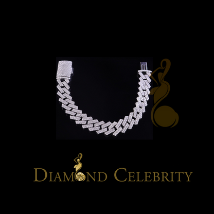 Diamondcelebritees  Manoco Men's Bracelet 925 Silver White 16ct Moissanite size 8.5inch & Width 16mm