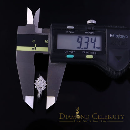 DiamondCelebritees 1.00ct Cubic Zirconia Sterling White Silver Flower Engagement Womens Ring Size 7