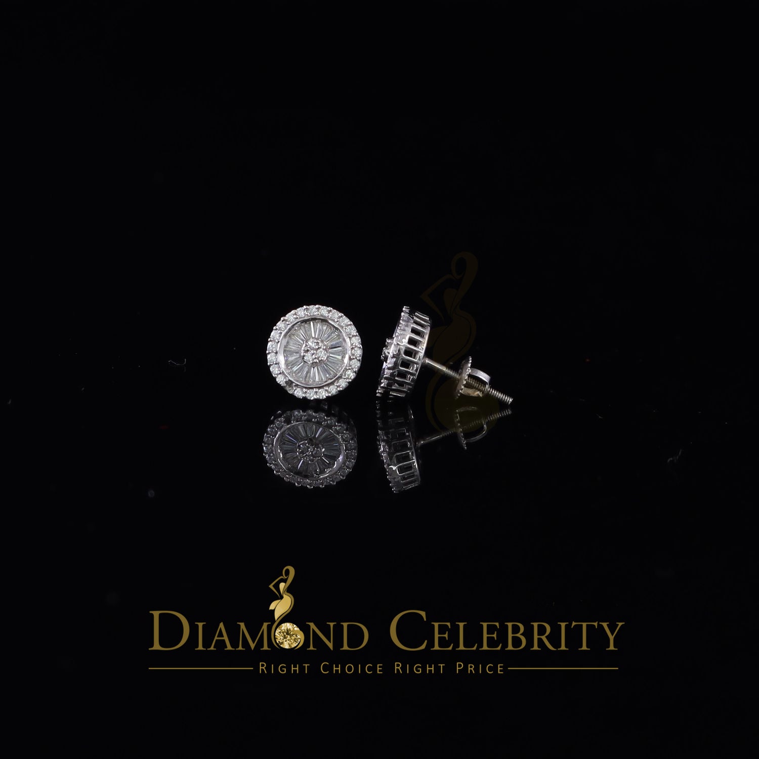 DiamondCelebritees  0.52ct Cubic Zirconia 925 White Sterling Silver Women's Hip Hop Round Earrings