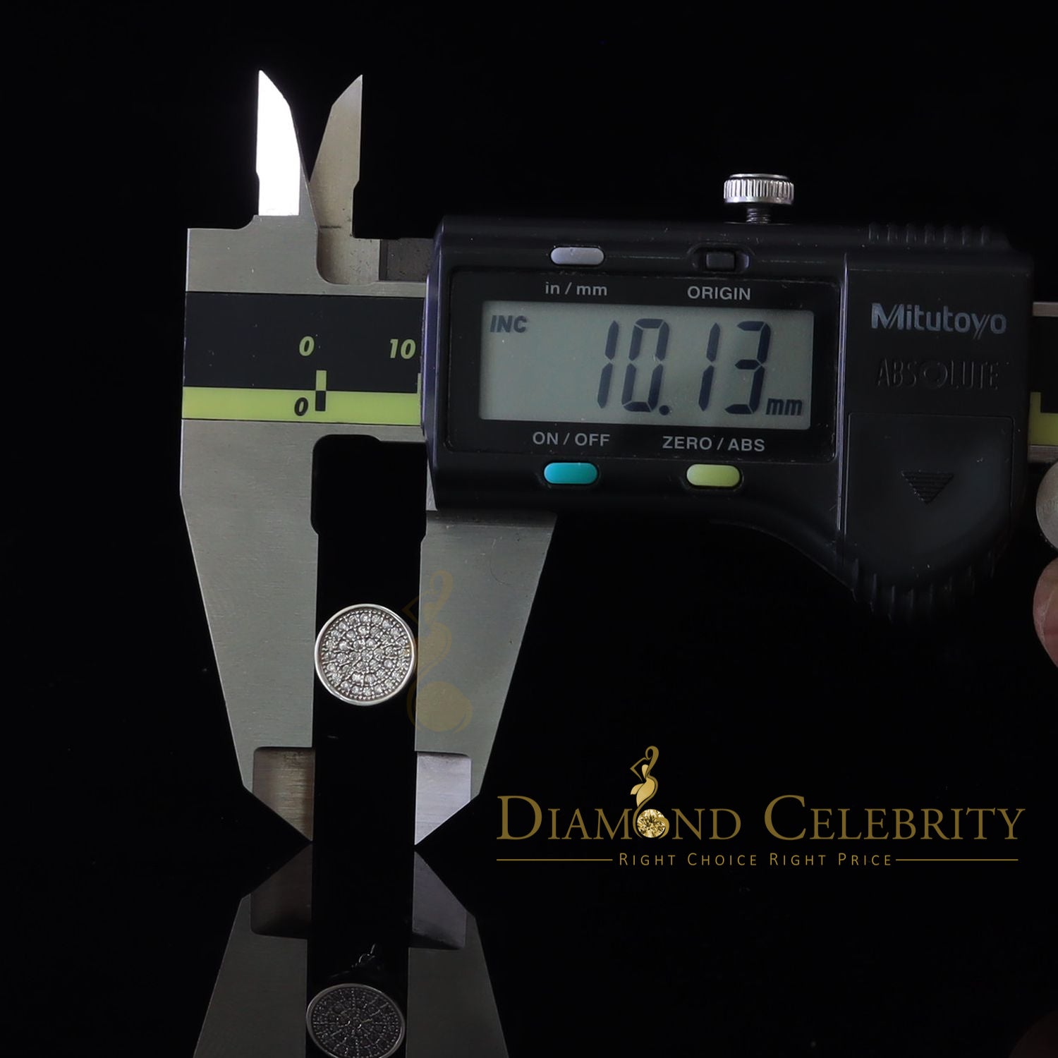 DiamondCelebritees  0.78ct Cubic Zirconia 925 Yellow Silver Women's & Men's Hip Hop Round Earrings