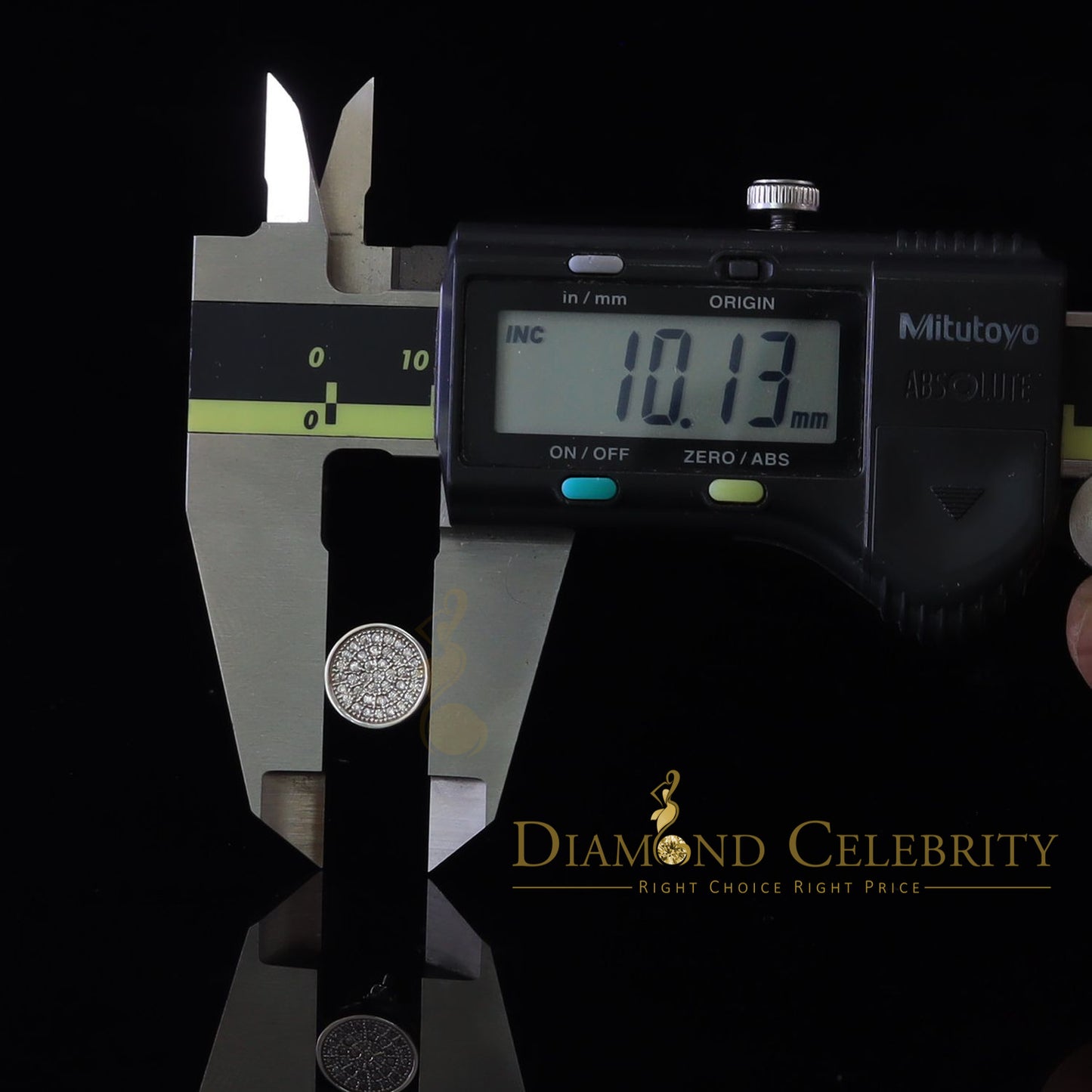 DiamondCelebritees  0.78ct Cubic Zirconia 925 Yellow Silver Women's & Men's Hip Hop Round Earrings