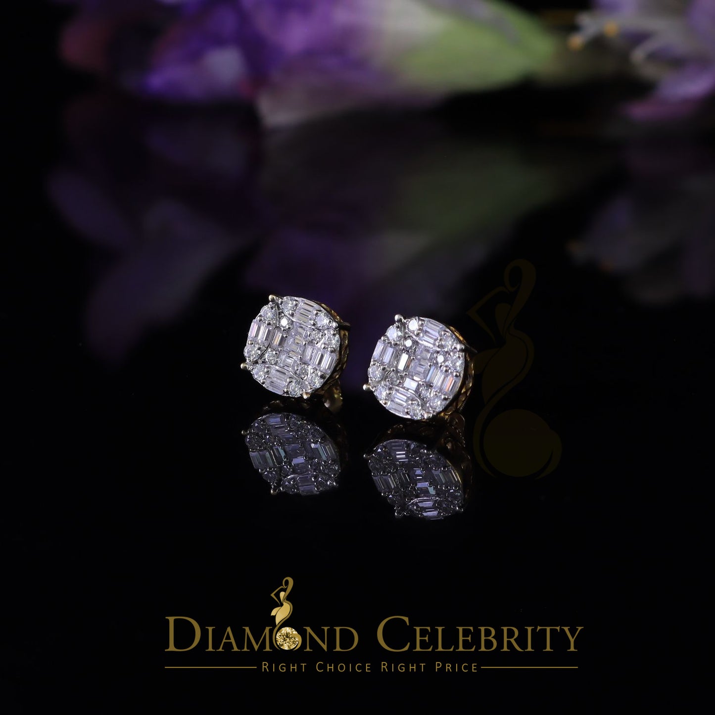 DiamondCelebritees Bugget Earrings 10k Real Yellow Gold 1.50ct Vvs 'D' Color Genuine Moissanite