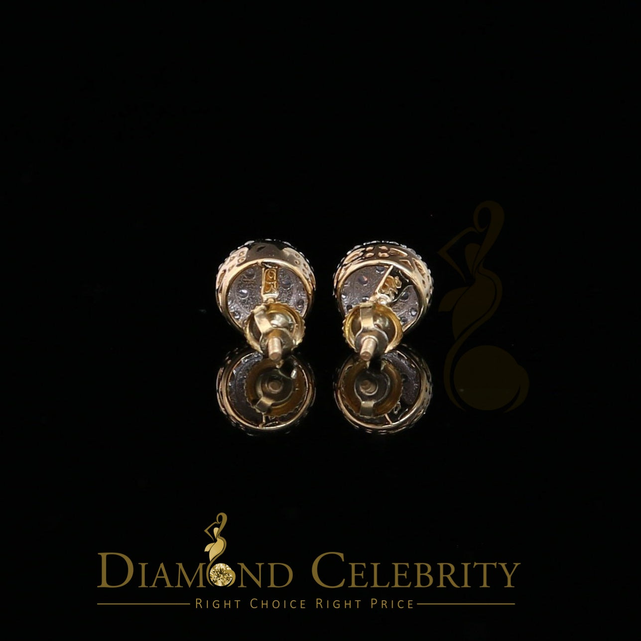 DiamondCelebritees Beautiful 10K Real Yellow Real Diamond 0.55CT Men's/Women's Stud Round Earring