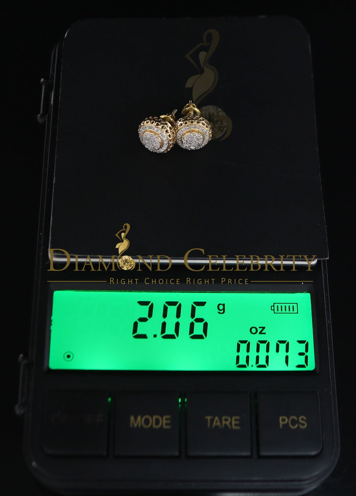 DiamondCelebritees 925 Sterling Silver 0.20ct Diamond For Women's/ Men's Yellow Stud Round Earrings