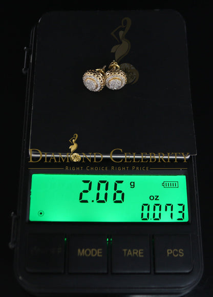 DiamondCelebritees 925 Sterling Silver 0.20ct Diamond For Women's/ Men's Yellow Stud Round Earrings