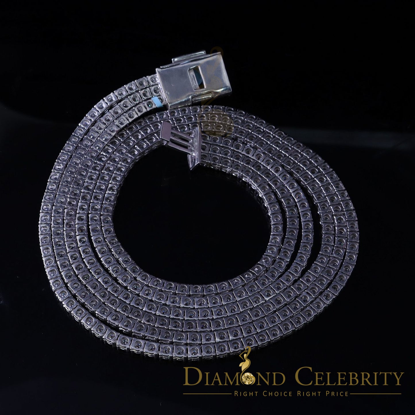 DiamondCelebritees Tennis Necklace 925 Silver White 90ct Moissanite size 18/20/22 inch & Width 4mm