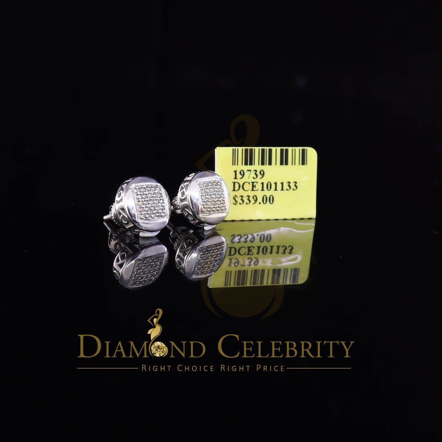 DiamondCelebritees 0.15ct Real Diamond 925 Sterling Silver White For Women's & Men's Round Earring