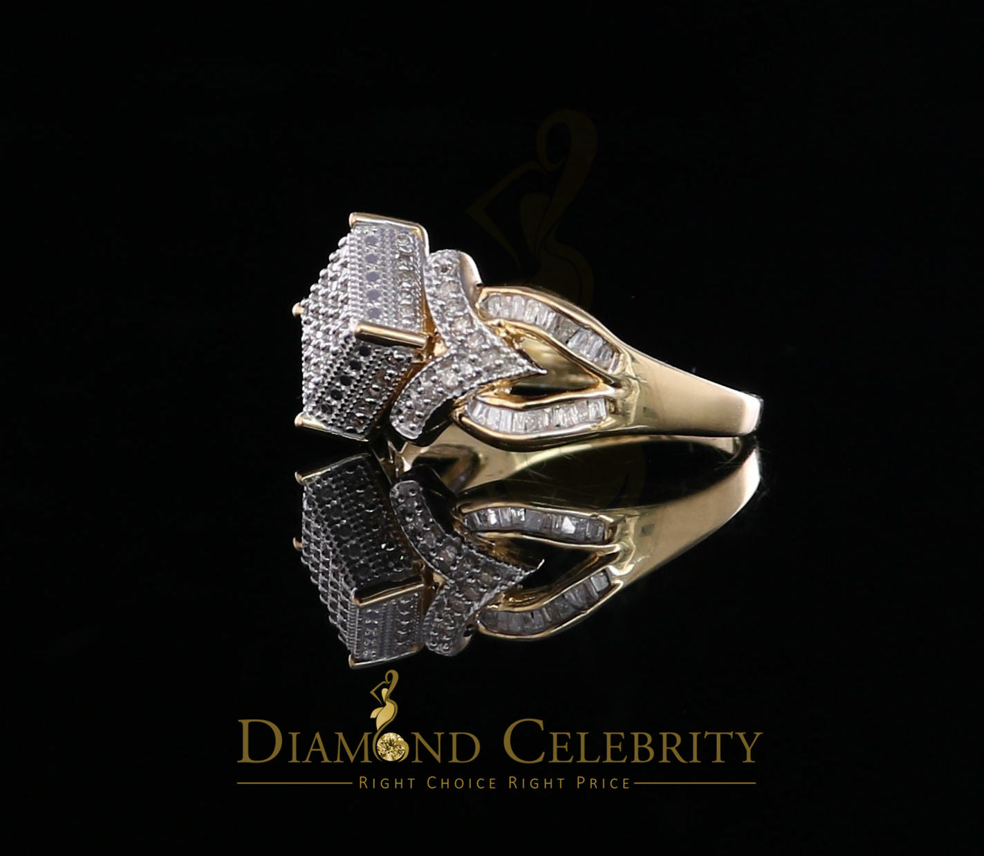 DiamondCelebritees Yellow 925 Silver 0.50 CT Real Diamond Engagement Womens Square Ring Size 7