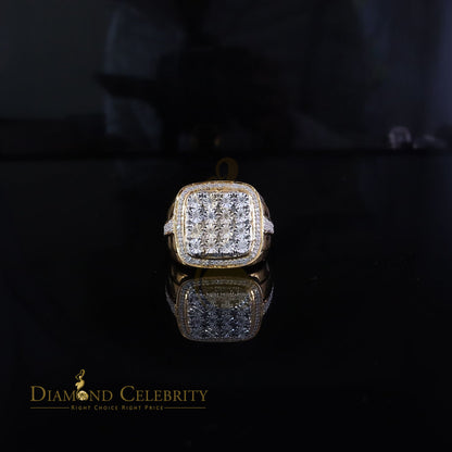 DiamondCelebritees Trendy Big Mirage set Real Diamond 0.50ct Yellow Silver Square Mens Ring Size 10