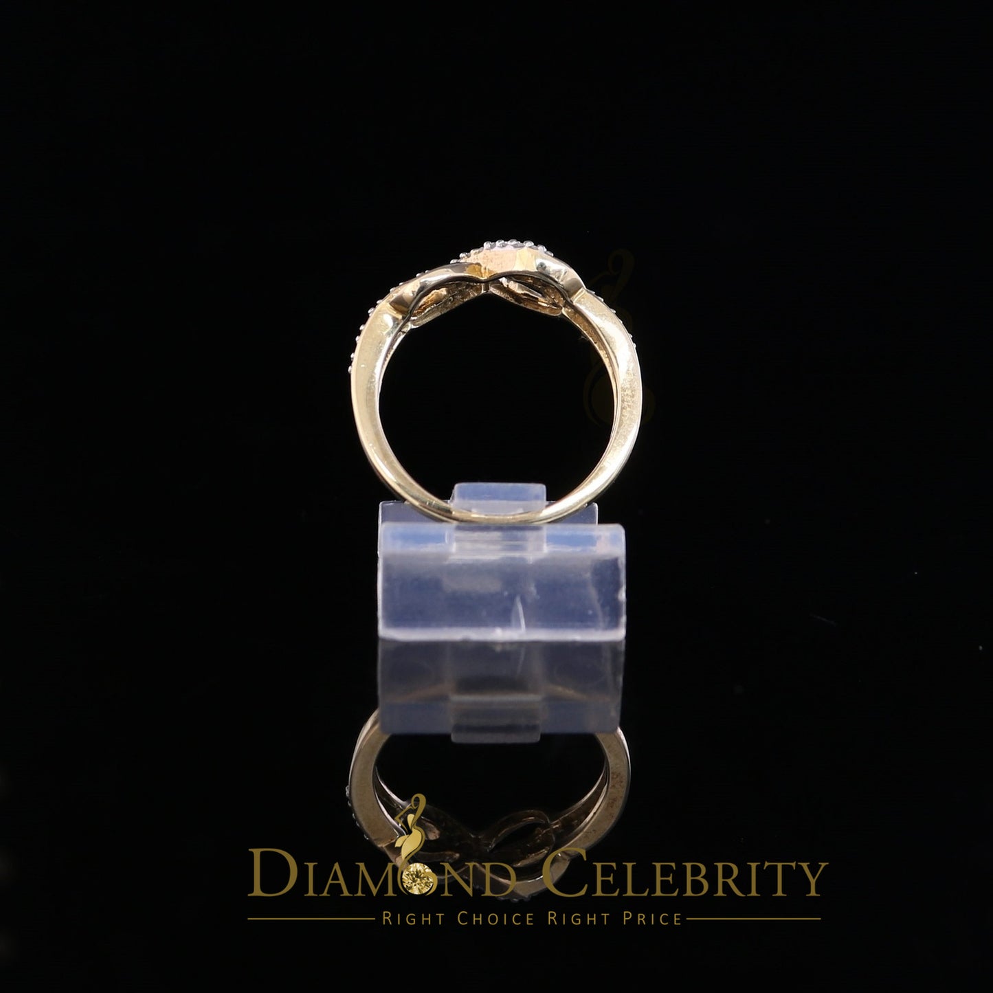 DiamondCelebritees Real Diamond 0.15 CT Womens Sterling Silver Yellow Infinity Engagement Ring SZ 7