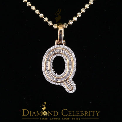 DiamondCelebritees Yellow Bugutte Initial All Alphabet Sterling Silver Pendant with Cubic Zirconia