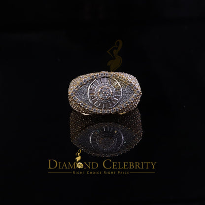 DiamondCelebritees 4.00ct VVS D 925 Silver Moissanite Baguette Men/Women Yellow Evil Eye Ring SZ10