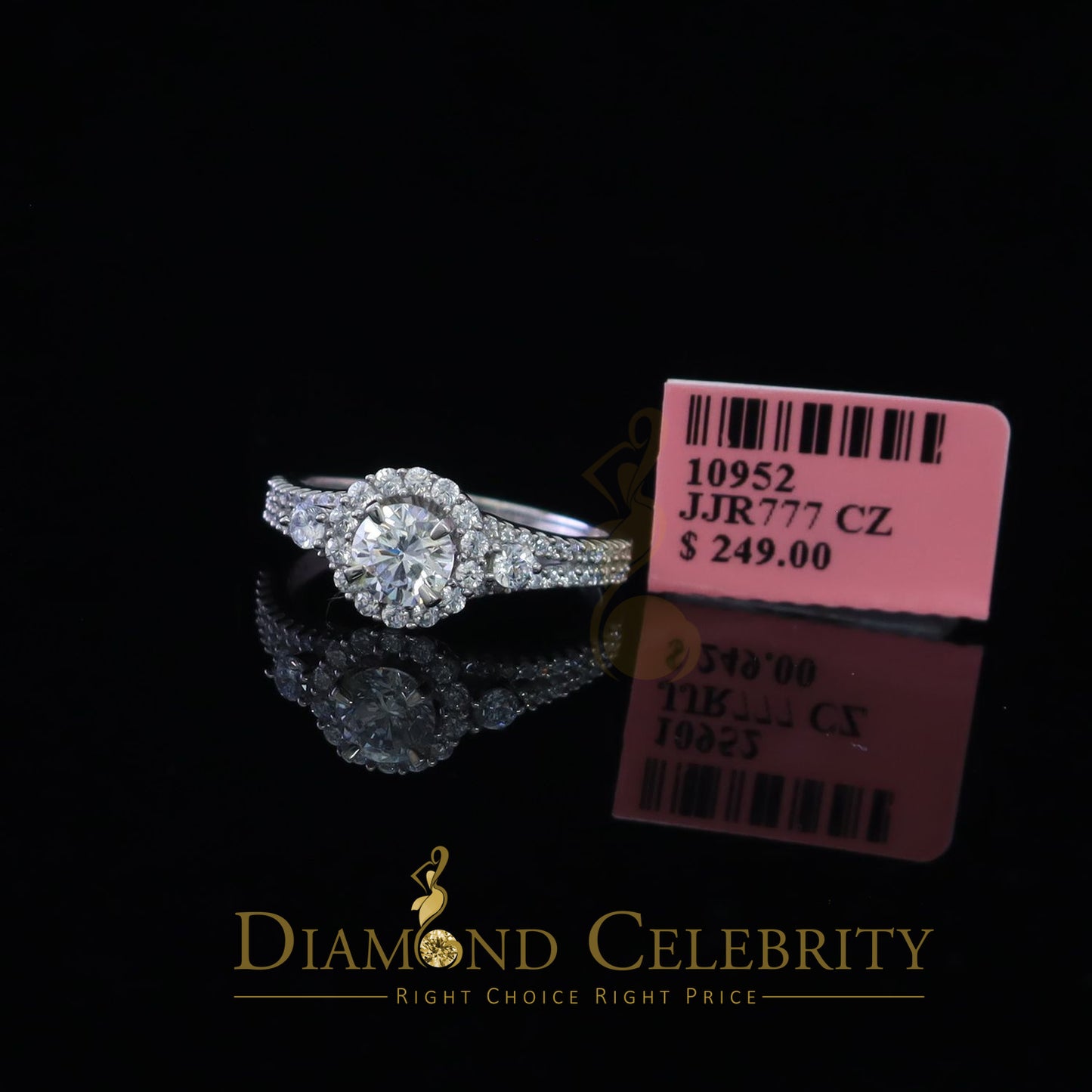 DiamondCelebritees 2.50ct Sterling Silver White Cubic Zirconia Flower Wedding Women's Ring Size 7