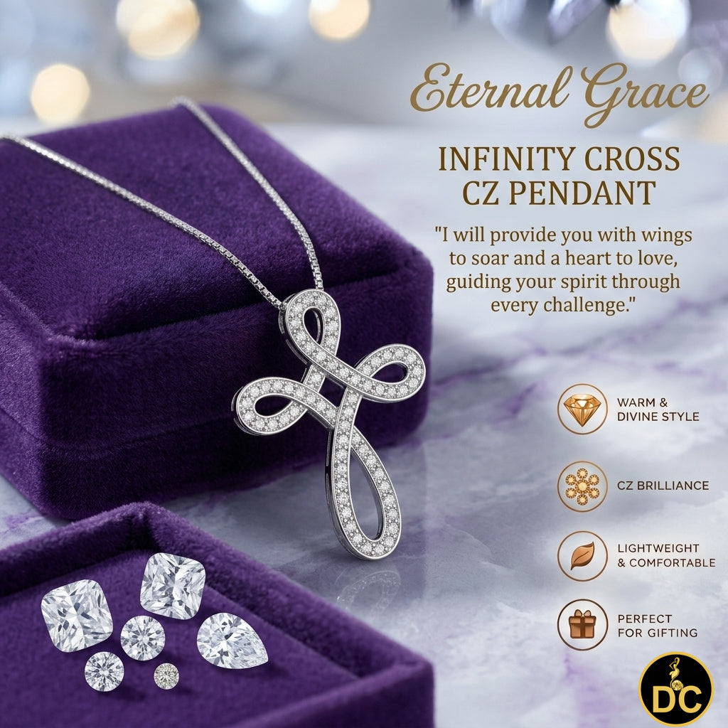 DiamondCelebritees 925 Silver White 1inch Infinity-Style Openwork Pendant W/ 1.25ct Cubic Zirconia