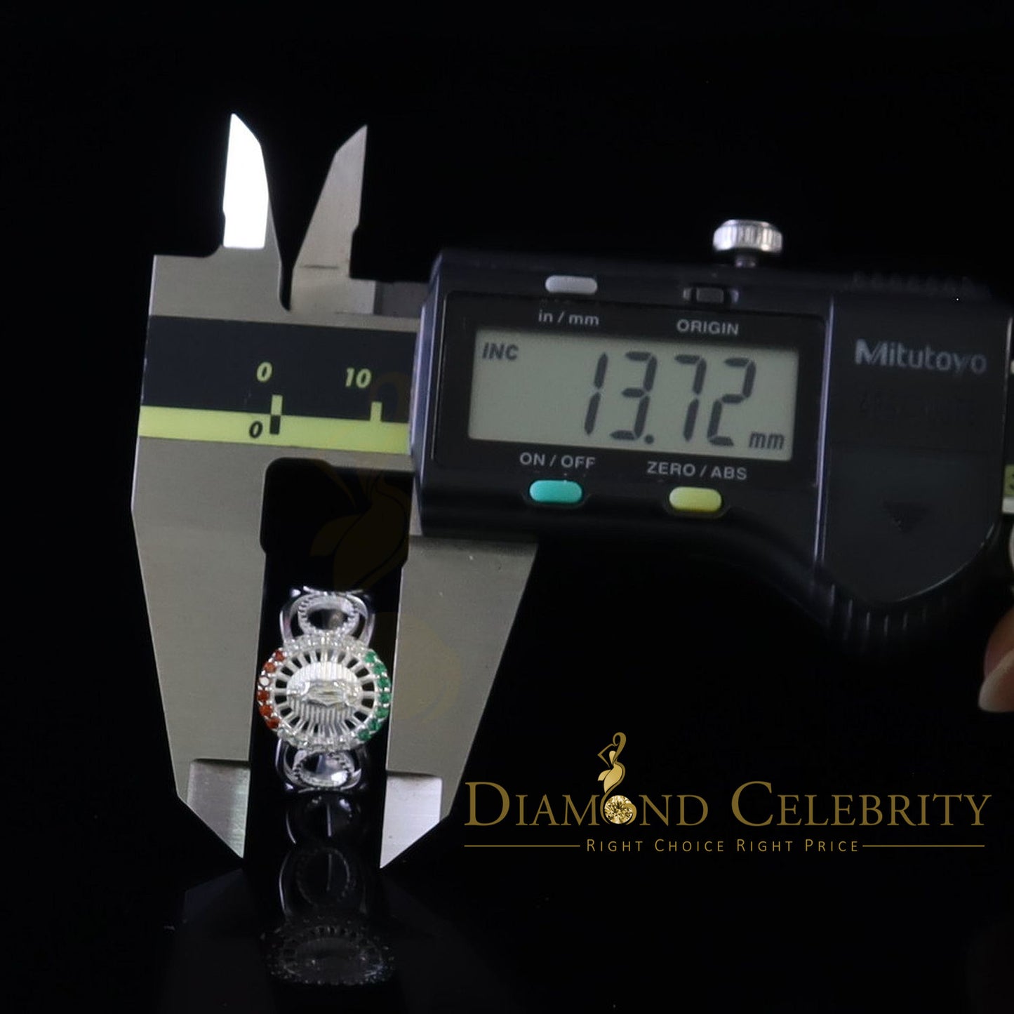 DiamondCelebritees 925 White Virgin Merry Red & Green Round Shape CZ Women's Religious Ring SZ 8