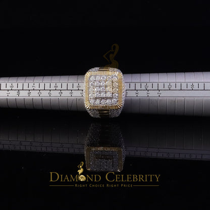 DiamondCelebritees Men's 925 Sterling Silver 6.50ct VVS 'D' Moissanite Square Yellow Rings Size 10