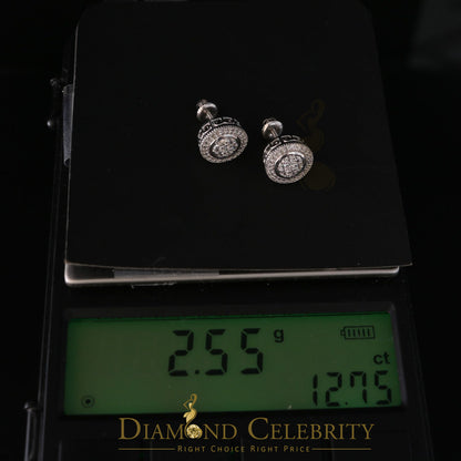DiamondCelebritees  925 Sterling White Silver 1.59ct Cubic Zirconia Round Women's Stud Earrings