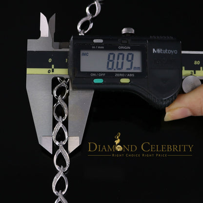Diamondcelebritees 0.20CT Real Diamond 925 Sterling Silver White Fancy Bracelet Size 7 Inches