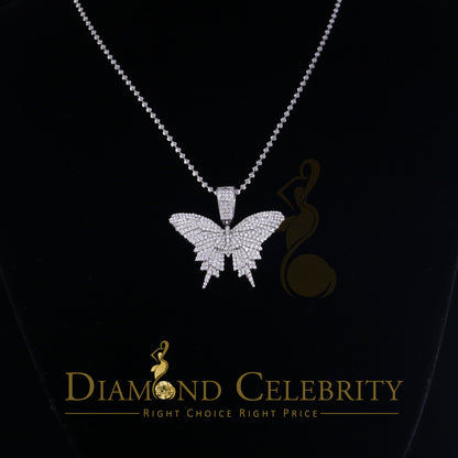 DiamondCelebritees White 925 Sterling Silver Butterfly Shape Pendant with 3.36ct Cubic Zirconia