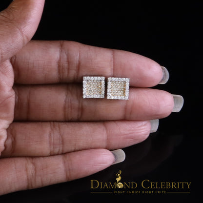 Diamondcelebritees 925 White Silver 0.80ct VVS 'D' Moissanite Square Stud Earring Men's/Womens