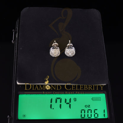 DiamondCelebritees 10K Real White Gold w/ Real 0.50CT Diamond Men's/Women's Stud Round Earring