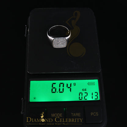 DiamondCelebritees 925 White Silver Square-Shape 0.25ct Cubic Zirconia Engagement Men's Ring SZ 8