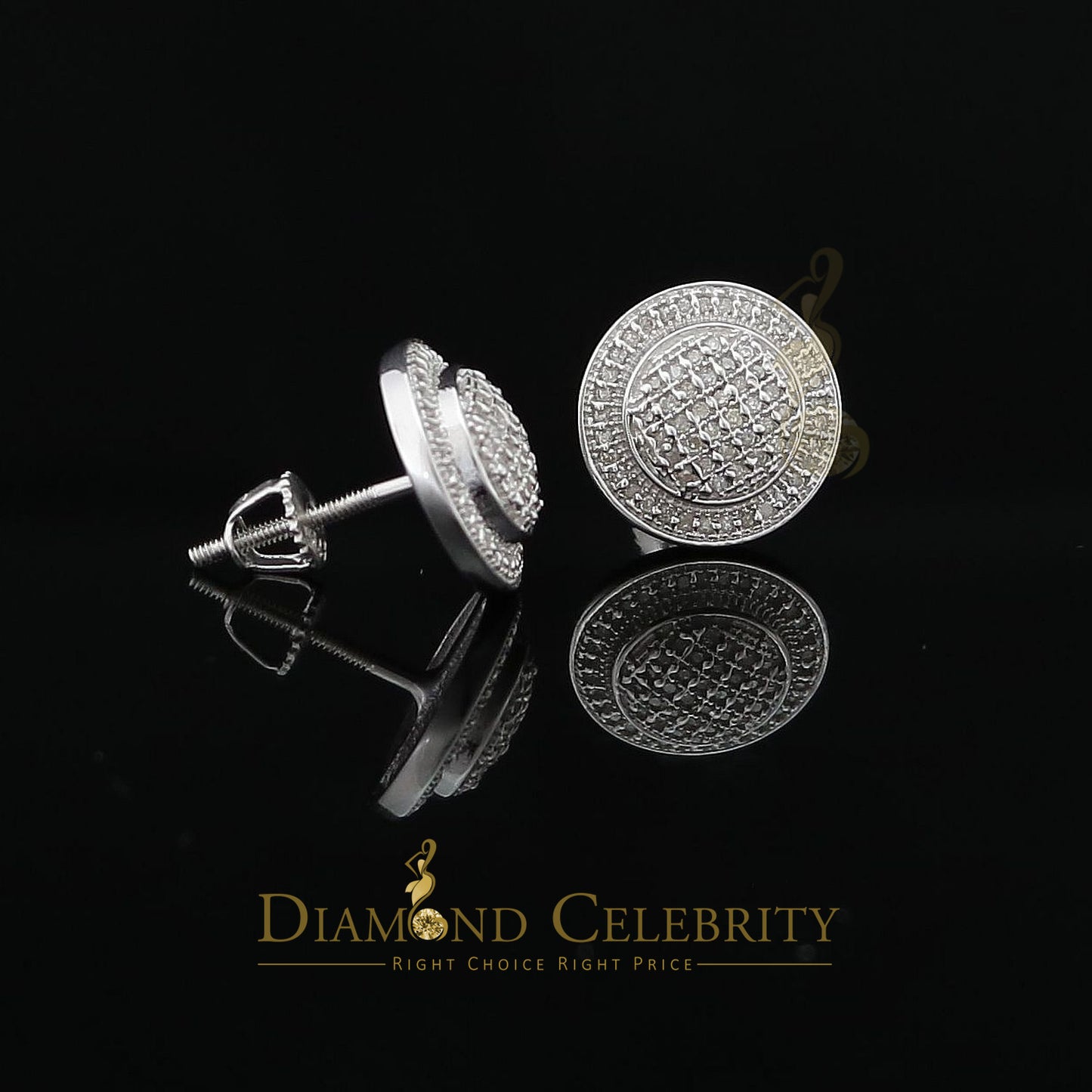 DiamondCelebritees Aretes Para Hombre Square 925 White Silver 0.33ct Diamond Women & Men Earrings