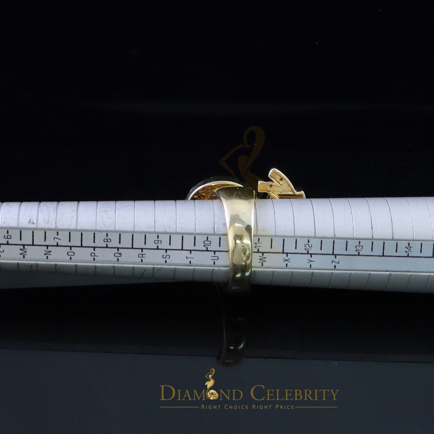 0.25 CT Real Diamond Money Bag 925 Sterling Silver Yellow Men's Ring Size 11.5