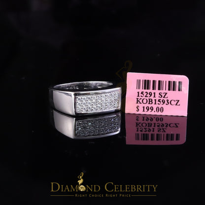 DiamondCelebritees Sterling Mens 0.81ct White Cubic Zirconia Silver Rectangle Fashion Ring Size 9