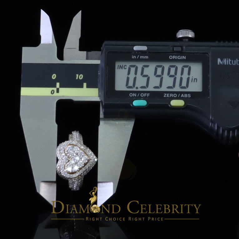DiamondCelebritees 925 Silver Yellow 2.50CT Women's VVS 'D' Moissanite 3D Double Heart Ring Size7