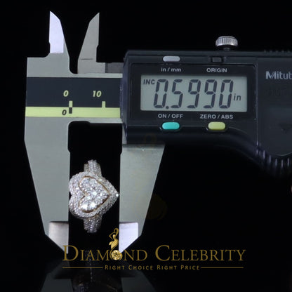 DiamondCelebritees 925 Silver Yellow 2.50CT Women's VVS 'D' Moissanite 3D Double Heart Ring Size7