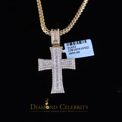 Diamondcelebritees Cross Pendant 925 Yellow Sterling Silver 2.25ct VVS D Clr. Moissanite for Women