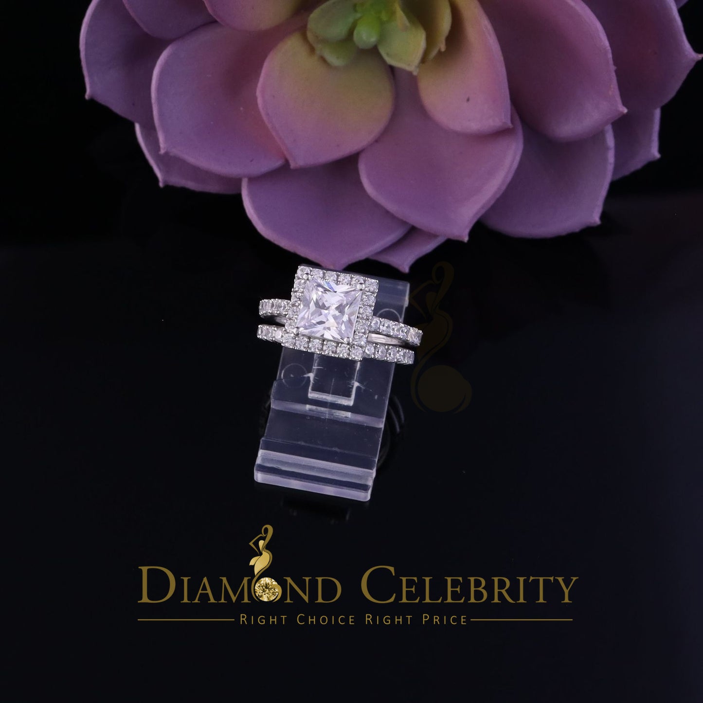 DiamondCelebritees 5.50ct White Cubic Zirconia 925 Sterling Silver Bridal Style Women's Ring Size 7