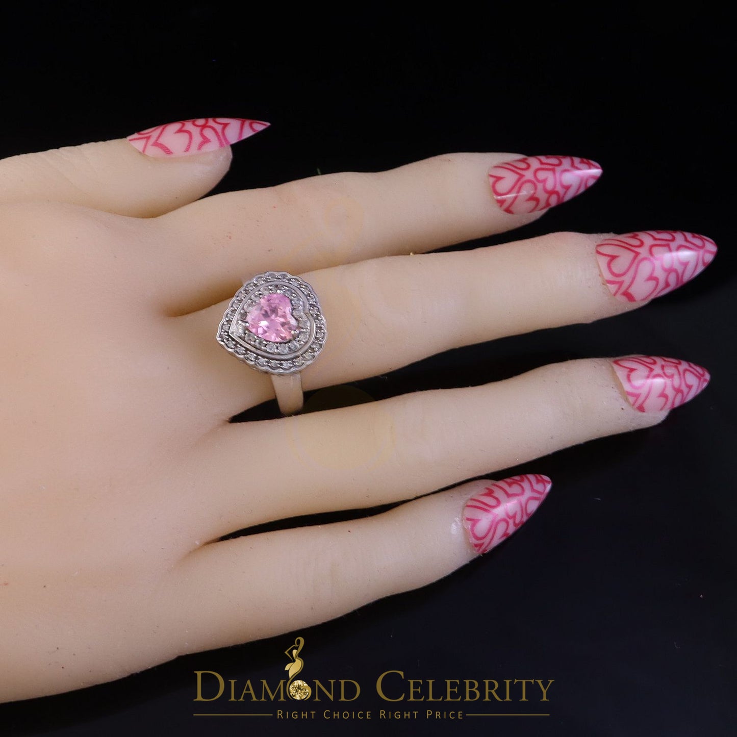 DiamondCelebritees 925 White Sterling Silver 3.90ct Cubic Zirconia Promise Heart Ring Size 7.5