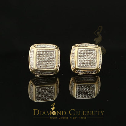 DiamondCelebritees 925 Sterling Silver Hip Hop Men's & Women's 0.15ct Real Diamonds Yellow Earrings