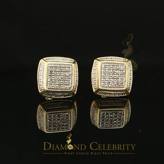 DiamondCelebritees 925 Sterling Silver Hip Hop Men's & Women's 0.15ct Real Diamonds Yellow Earrings