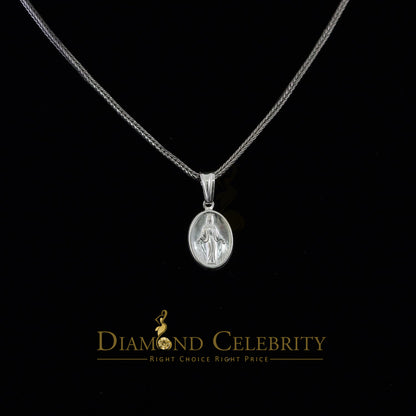 DiamondCelebritees 925 Sterling Silver Double Side Oval Jesus Men's/Women's Pendant White Religious