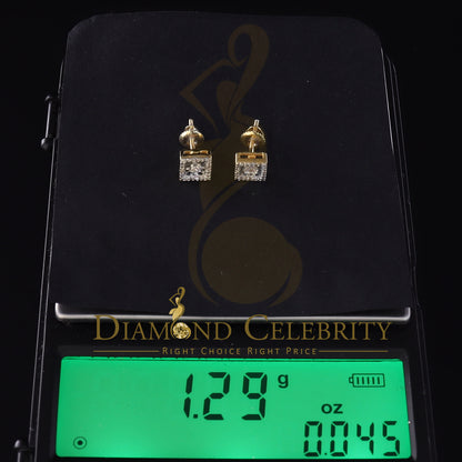 DiamondCelebritees 925 Yellow Silver 0.20ct Diamond Women's/ Men's Stud Square Fashion Earrings