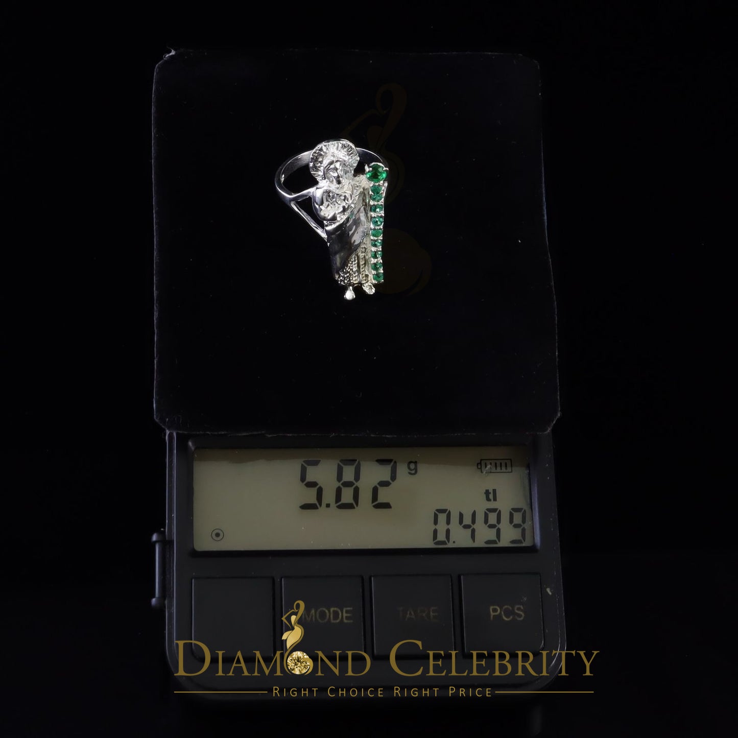 DiamondCelebritees Religious White 925 Sterling Silver Cubic Zirconia St.Jude Women's Ring Size 8.5