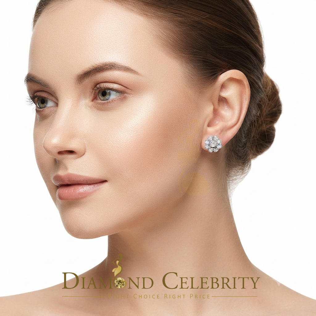 DiamondCelebritees 0.07 ct Diamond 925 Sterling Silver Yellow Floral Earrings For Men's & Women's