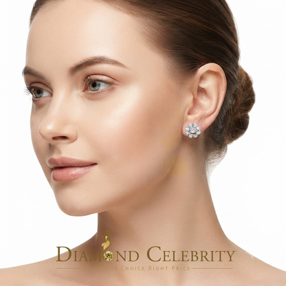 DiamondCelebritees 0.07 ct Diamond 925 Sterling Silver Yellow Floral Earrings For Men's & Women's