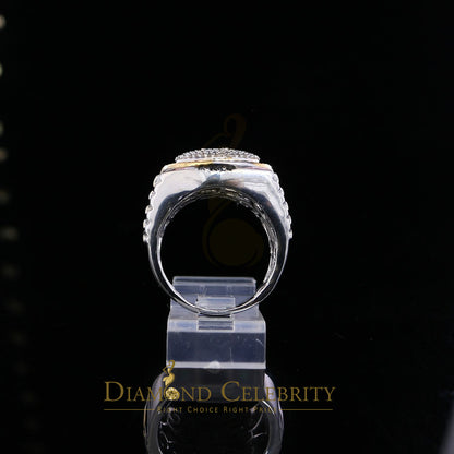 DiamondCelebritees 0.50ct Real Diamond Men's Sterling White Silver Two Tone Wide White Ring SZ 9