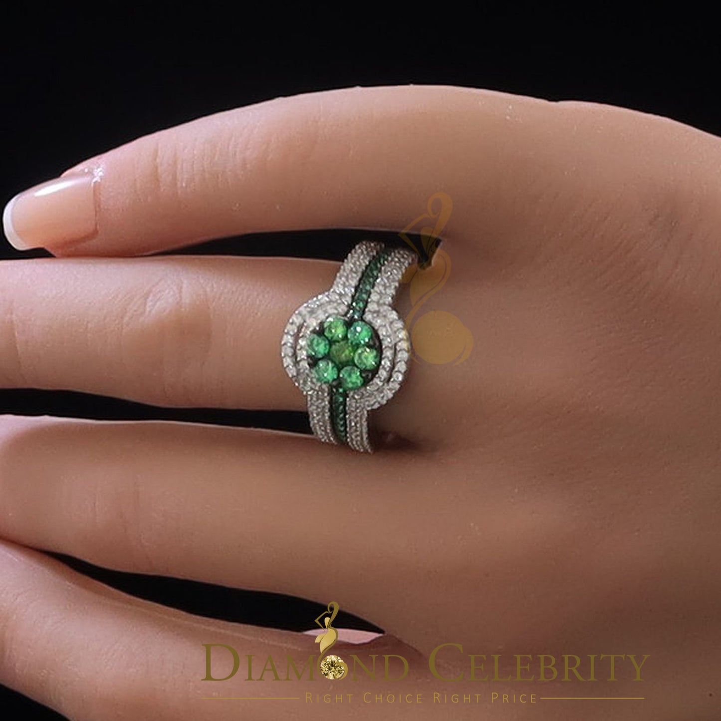 DiamondCelebritees 925 Sterling White Silver 2.50ct Floral Shape Cubic Zirconia Women's Ring Size 7